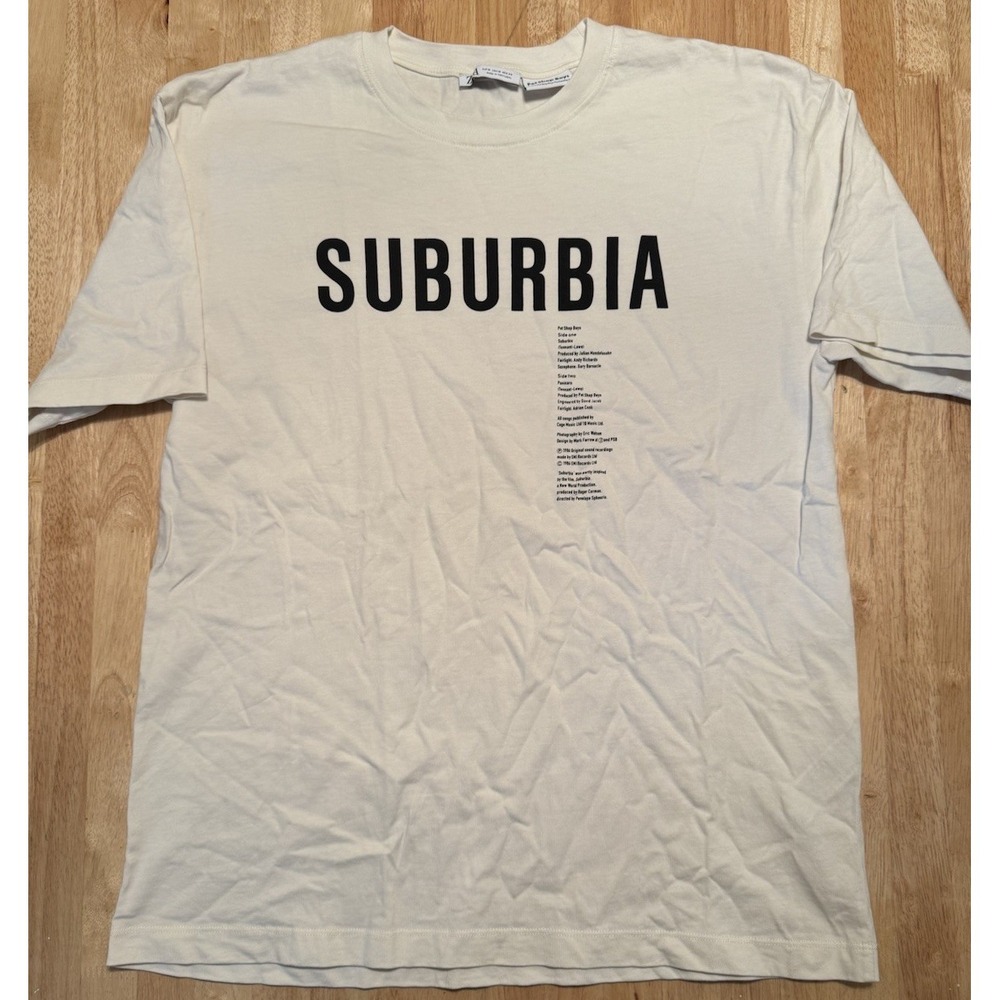 Rare Zara x Pet Shop Boys Suburbia T shirt Men's Size Medium Cream‎ Black